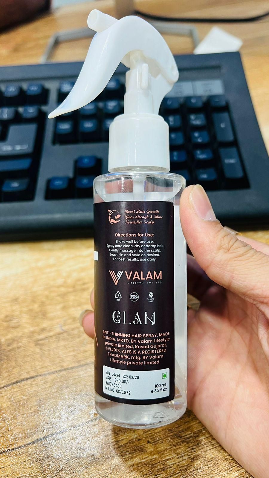 Glam Anti-Thinning Hair Spray - Volumizing Day Spray 100ml (Pack of 2)