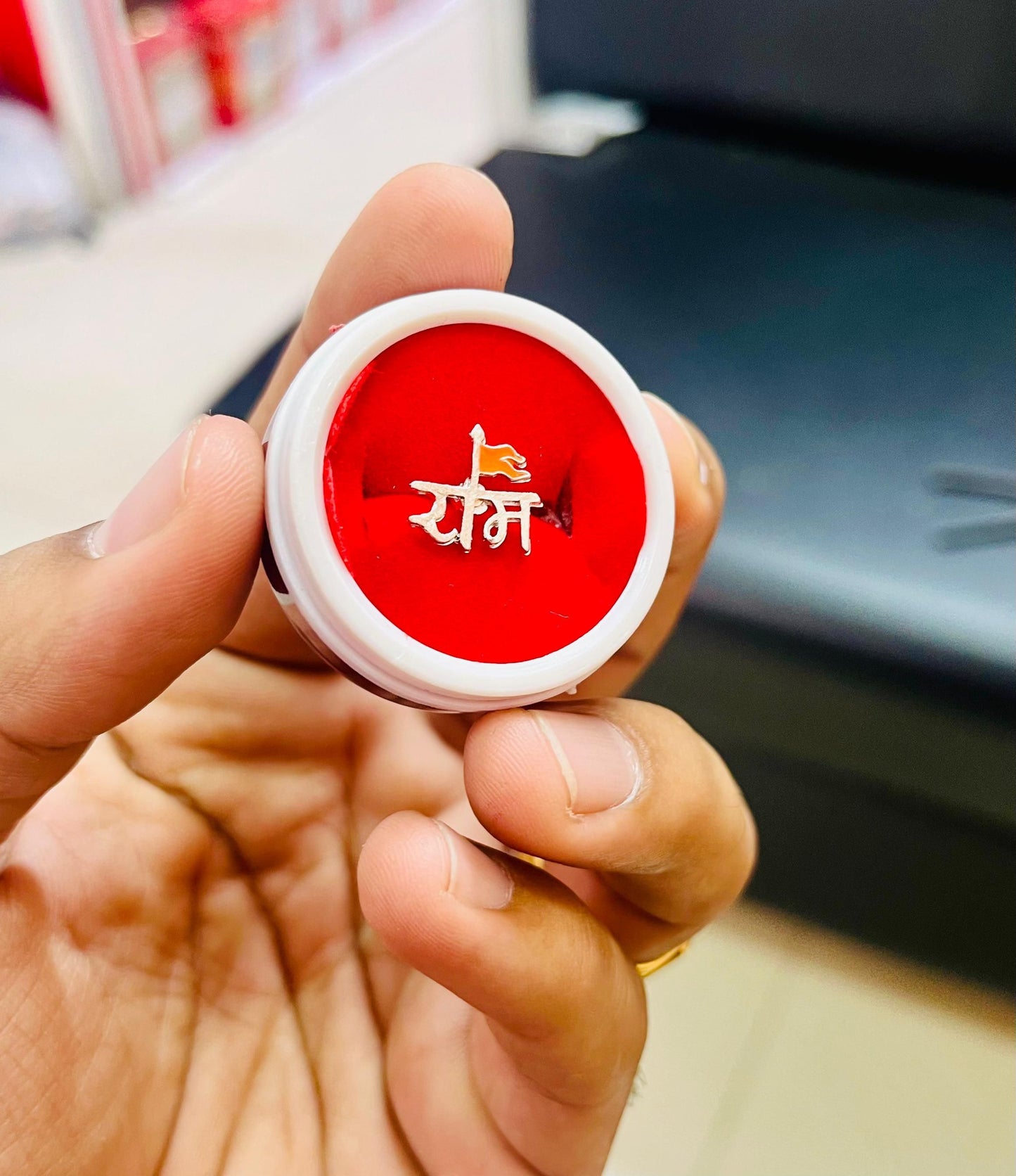 Single Shree Ram Earring Silver for Men
