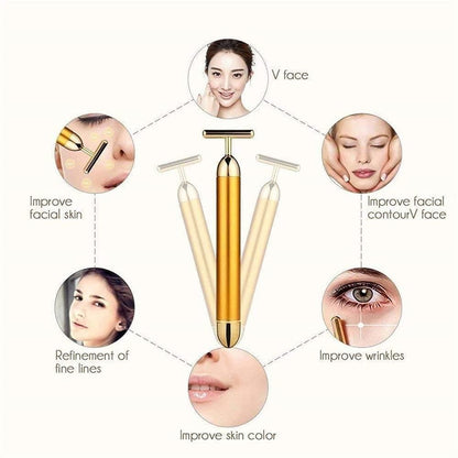 Luxury Skincare 24K Gold Energy Electric Facial Massager Roller (50% OFF)