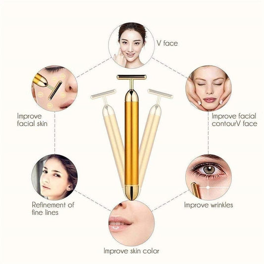 Luxury Skincare 24K Gold Energy Electric Facial Massager Roller (50% OFF)